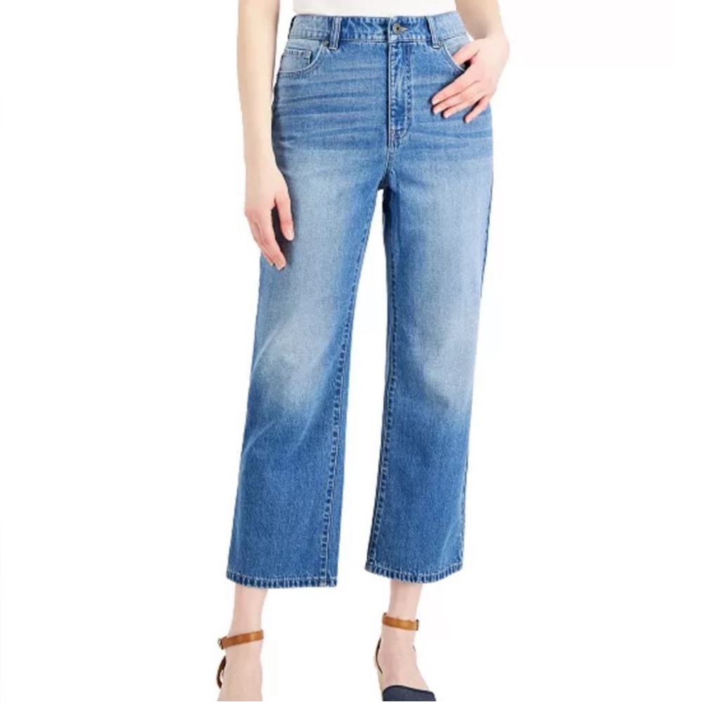 NWT Style & Co High Rise Slouchy Crop Wide Leg Jeans Womens 18